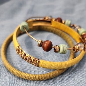 Elegant Gold,Green and Brown Beaded Bracelet Set